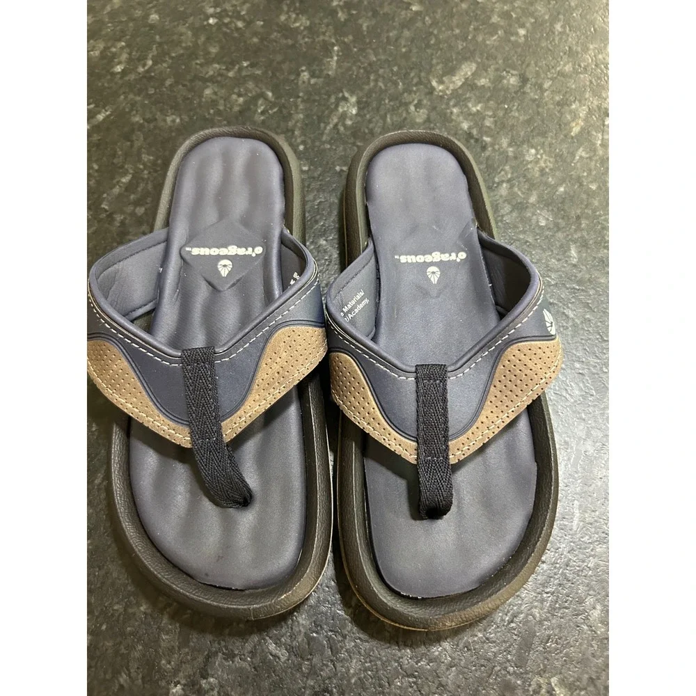 O'Rageous Navy Tan Thong Flip Flop Sandals Womens Size 7 Grendene Made in Brazil